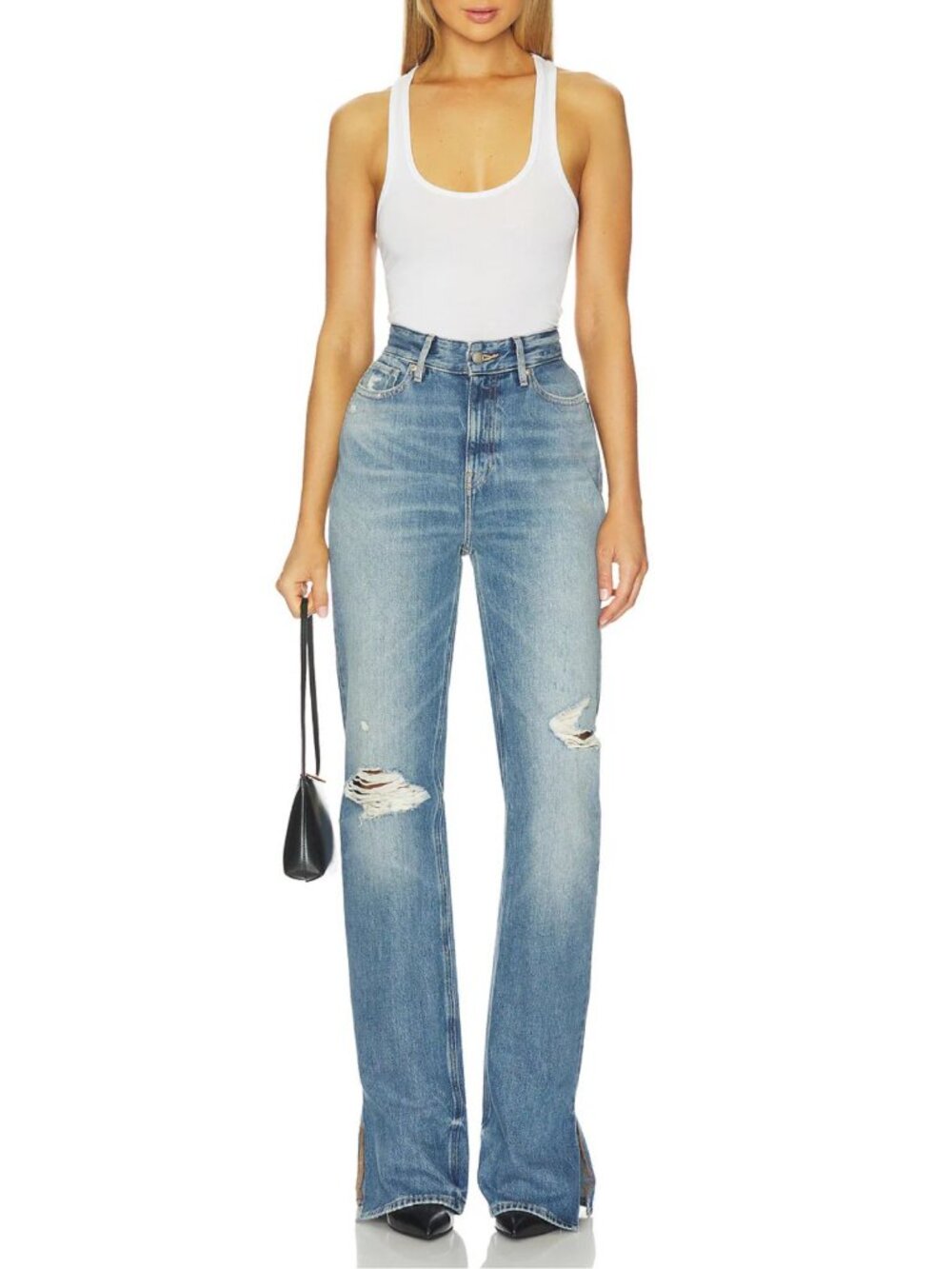 New! Good American Indigo Blue The Khloe High Rise Straight Jeans 4 57312